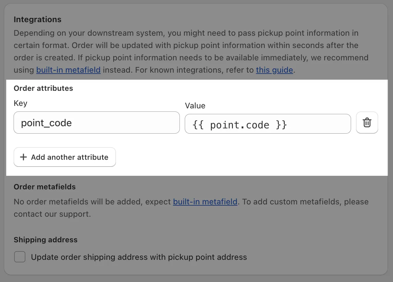 Order attributes